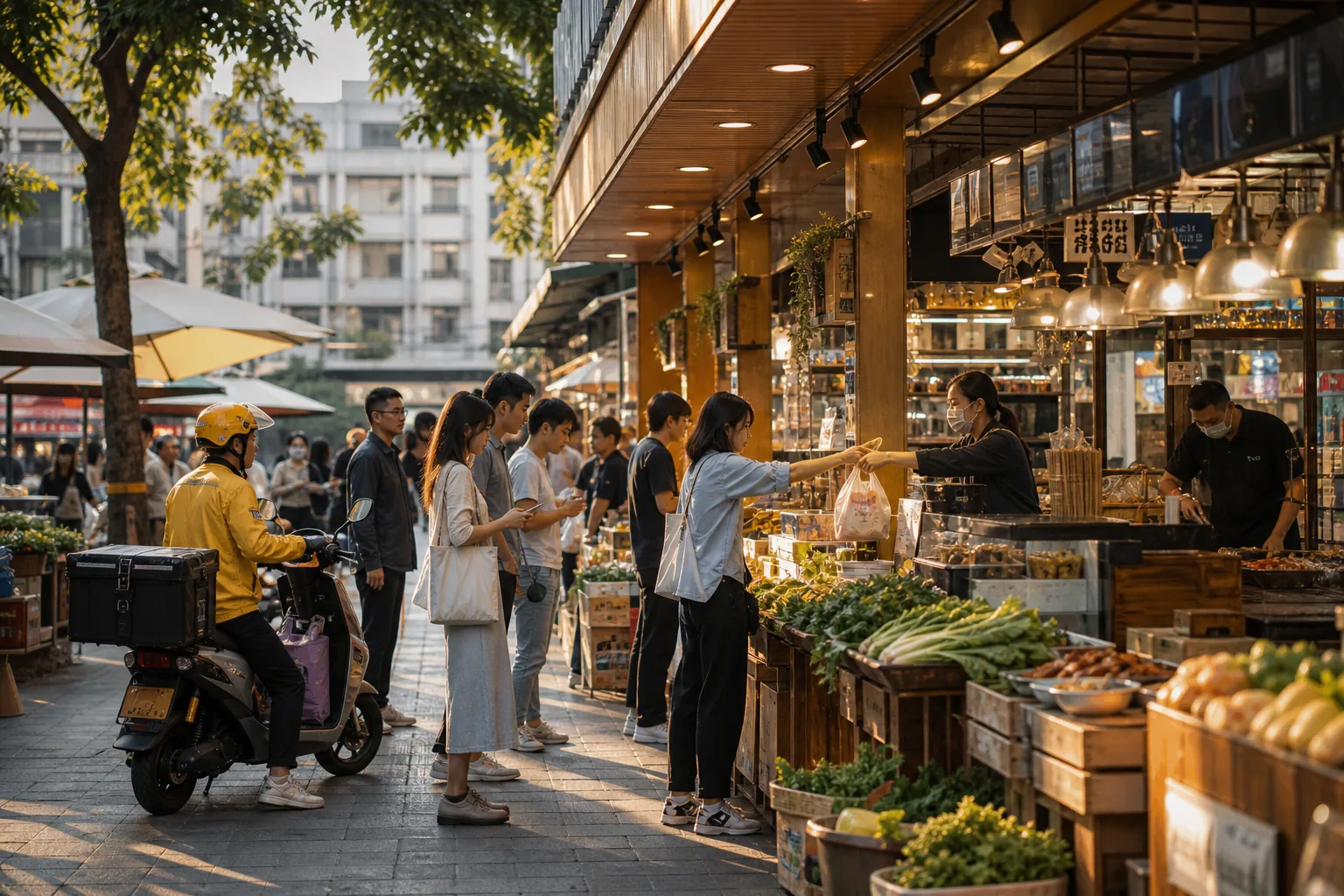 A busy local market in China