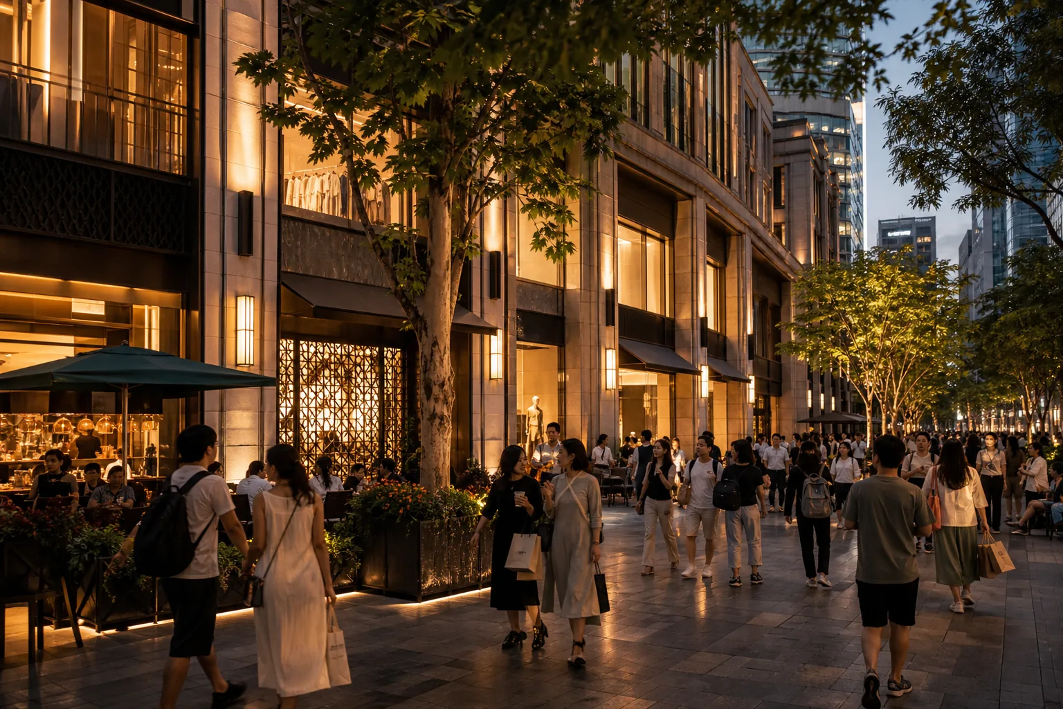 A contemporary luxury retail district in China